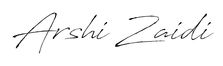 Explore multiple handwriting variations for Arshi Zaidi including this stunning Antro_Vectra design. Free to use across all platforms. Arshi Zaidi signature style 6 images and pictures png