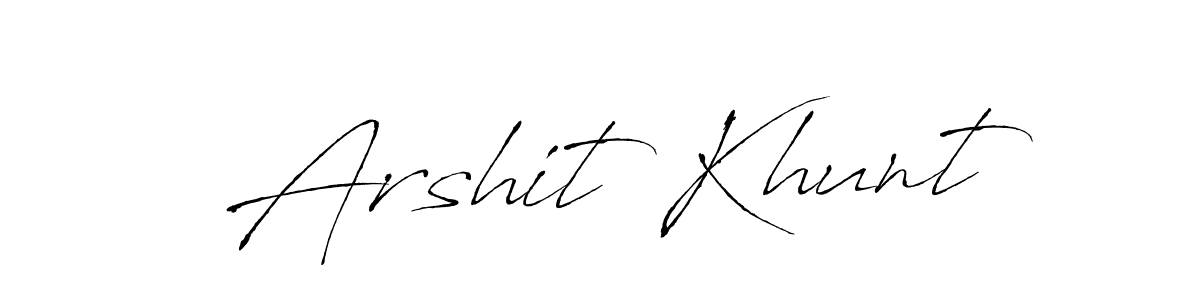 How to make Arshit Khunt name signature. Use Antro_Vectra style for creating short signs online. This is the latest handwritten sign. Arshit Khunt signature style 6 images and pictures png