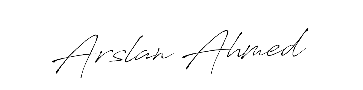 Design your own signature with our free online signature maker. With this signature software, you can create a handwritten (Antro_Vectra) signature for name Arslan Ahmed. Arslan Ahmed signature style 6 images and pictures png