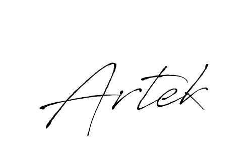 Design your own signature with our free online signature maker. With this signature software, you can create a handwritten (Antro_Vectra) signature for name Artek. Artek signature style 6 images and pictures png