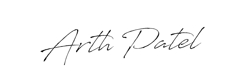 Make a beautiful signature design for name Arth Patel. With this signature (Antro_Vectra) style, you can create a handwritten signature for free. Arth Patel signature style 6 images and pictures png
