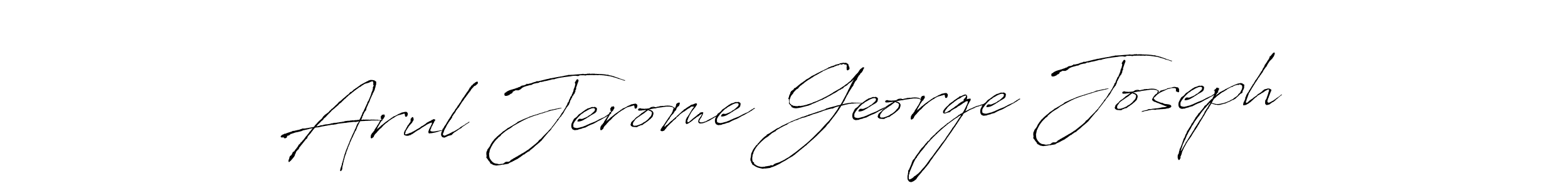 How to make Arul Jerome George Joseph name signature. Use Antro_Vectra style for creating short signs online. This is the latest handwritten sign. Arul Jerome George Joseph signature style 6 images and pictures png