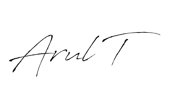 How to make Arul T name signature. Use Antro_Vectra style for creating short signs online. This is the latest handwritten sign. Arul T signature style 6 images and pictures png