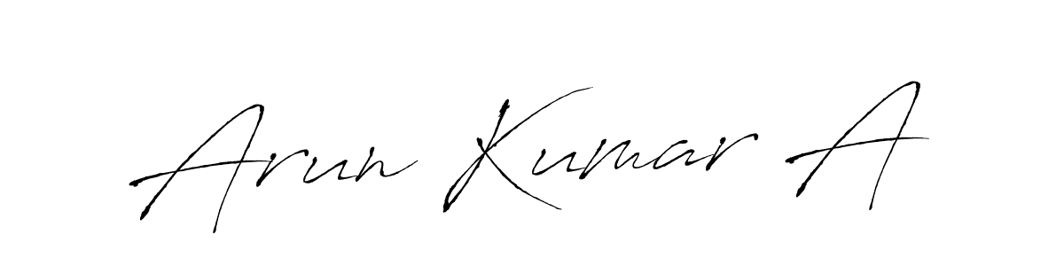 The best way (Antro_Vectra) to make a short signature is to pick only two or three words in your name. The name Arun Kumar A include a total of six letters. For converting this name. Arun Kumar A signature style 6 images and pictures png