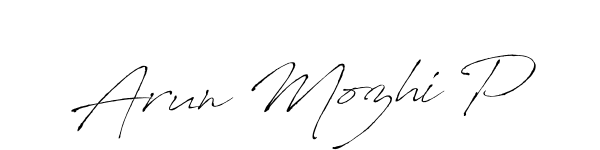 Use a signature maker to create a handwritten signature online. With this signature software, you can design (Antro_Vectra) your own signature for name Arun Mozhi P. Arun Mozhi P signature style 6 images and pictures png