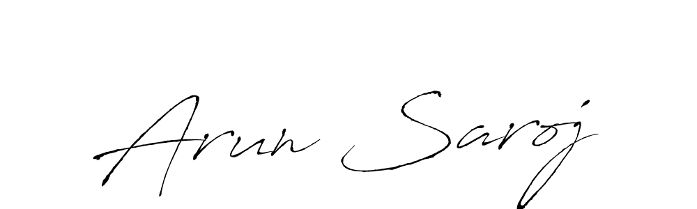 How to make Arun Saroj name signature. Use Antro_Vectra style for creating short signs online. This is the latest handwritten sign. Arun Saroj signature style 6 images and pictures png