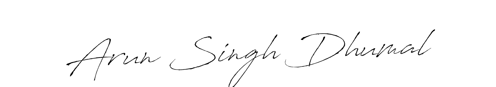 This is the best signature style for the Arun Singh Dhumal name. Also you like these signature font (Antro_Vectra). Mix name signature. Arun Singh Dhumal signature style 6 images and pictures png