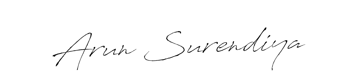 How to make Arun Surendiya name signature. Use Antro_Vectra style for creating short signs online. This is the latest handwritten sign. Arun Surendiya signature style 6 images and pictures png