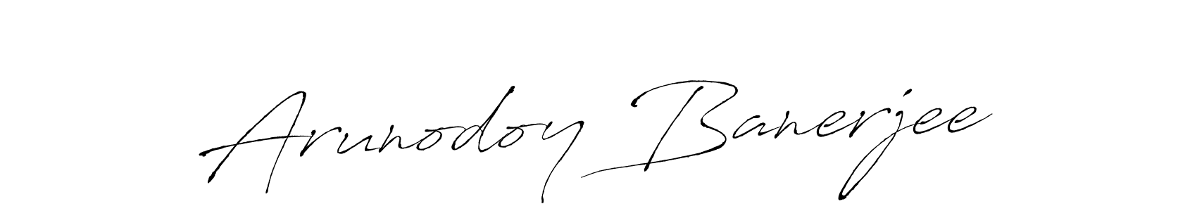 How to make Arunodoy Banerjee name signature. Use Antro_Vectra style for creating short signs online. This is the latest handwritten sign. Arunodoy Banerjee signature style 6 images and pictures png