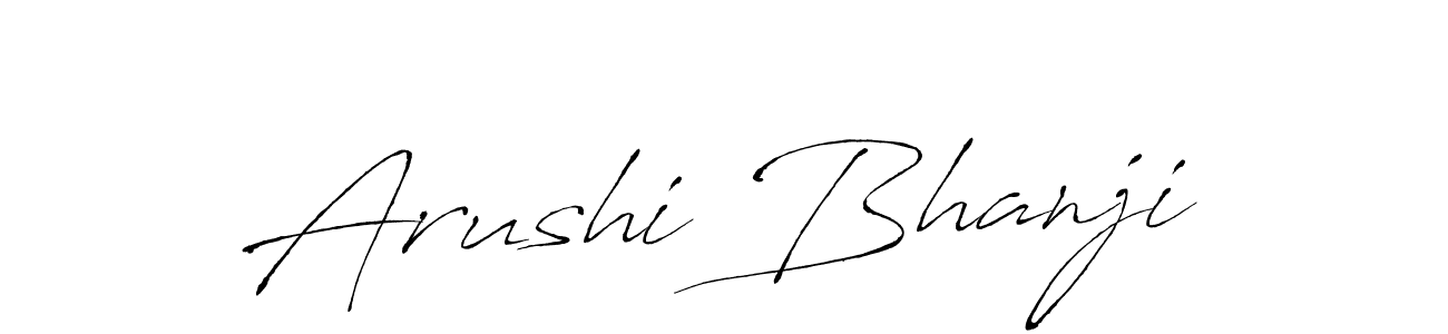 Design your own signature with our free online signature maker. With this signature software, you can create a handwritten (Antro_Vectra) signature for name Arushi Bhanji. Arushi Bhanji signature style 6 images and pictures png