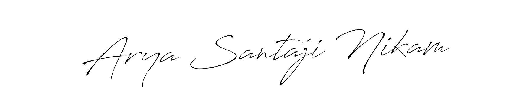 The best way (Antro_Vectra) to make a short signature is to pick only two or three words in your name. The name Arya Santaji Nikam include a total of six letters. For converting this name. Arya Santaji Nikam signature style 6 images and pictures png