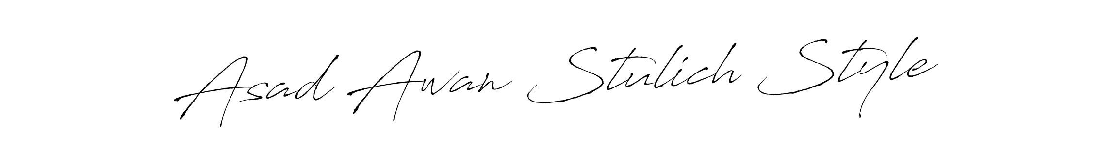 How to make Asad Awan Stulich Style signature? Antro_Vectra is a professional autograph style. Create handwritten signature for Asad Awan Stulich Style name. Asad Awan Stulich Style signature style 6 images and pictures png