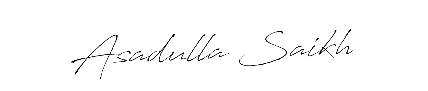 Make a beautiful signature design for name Asadulla Saikh. With this signature (Antro_Vectra) style, you can create a handwritten signature for free. Asadulla Saikh signature style 6 images and pictures png