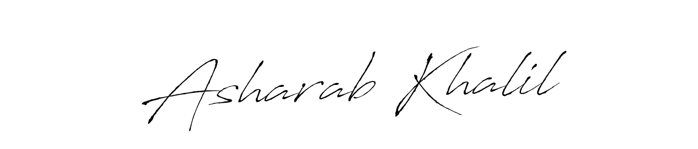 Antro_Vectra is a professional signature style that is perfect for those who want to add a touch of class to their signature. It is also a great choice for those who want to make their signature more unique. Get Asharab Khalil name to fancy signature for free. Asharab Khalil signature style 6 images and pictures png