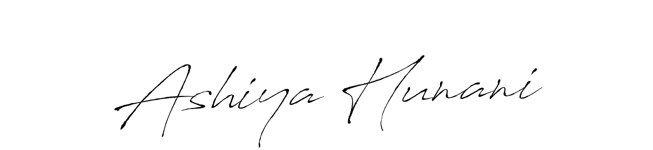 Make a beautiful signature design for name Ashiya Hunani. With this signature (Antro_Vectra) style, you can create a handwritten signature for free. Ashiya Hunani signature style 6 images and pictures png
