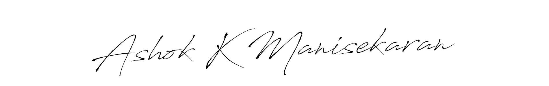 This is the best signature style for the Ashok K Manisekaran name. Also you like these signature font (Antro_Vectra). Mix name signature. Ashok K Manisekaran signature style 6 images and pictures png