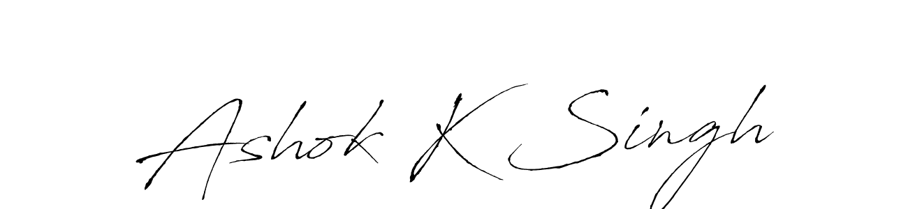 Make a beautiful signature design for name Ashok K Singh. With this signature (Antro_Vectra) style, you can create a handwritten signature for free. Ashok K Singh signature style 6 images and pictures png