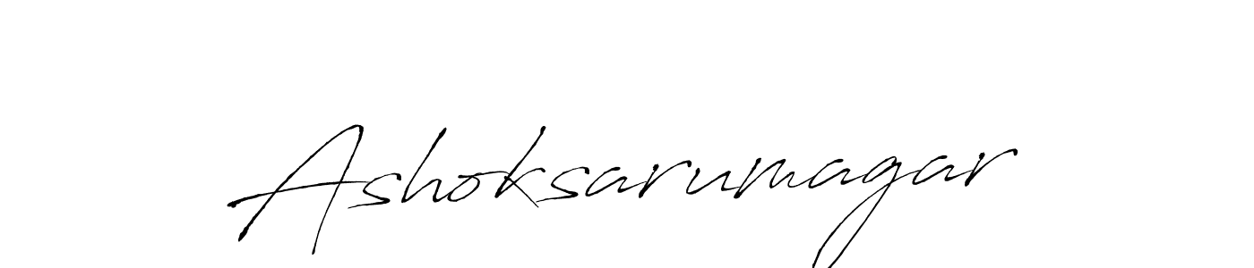How to make Ashoksarumagar name signature. Use Antro_Vectra style for creating short signs online. This is the latest handwritten sign. Ashoksarumagar signature style 6 images and pictures png