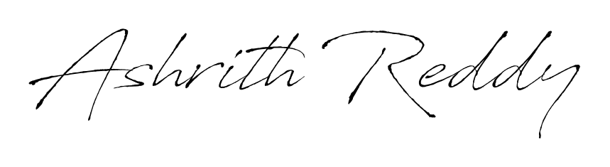 A timeless handwritten aesthetic for Ashrith Reddy. The Antro_Vectra font gives your signature a handcrafted feel with natural curves. Ashrith Reddy signature style 6 images and pictures png