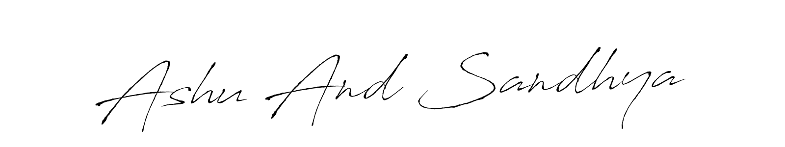 How to make Ashu And Sandhya signature? Antro_Vectra is a professional autograph style. Create handwritten signature for Ashu And Sandhya name. Ashu And Sandhya signature style 6 images and pictures png