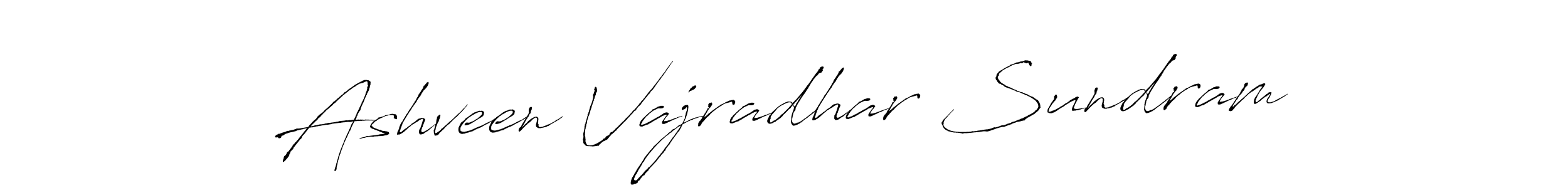 Antro_Vectra is a professional signature style that is perfect for those who want to add a touch of class to their signature. It is also a great choice for those who want to make their signature more unique. Get Ashveen Vajradhar Sundram name to fancy signature for free. Ashveen Vajradhar Sundram signature style 6 images and pictures png