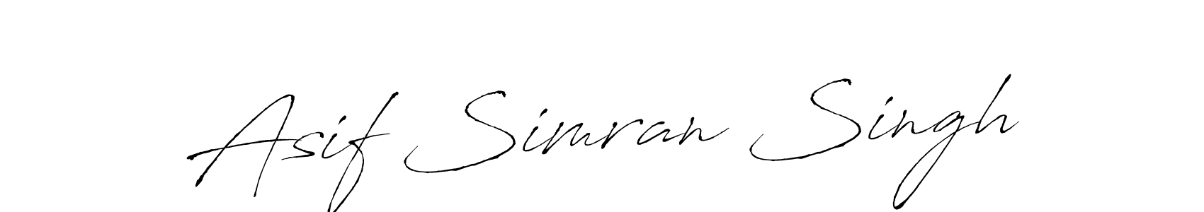 How to make Asif Simran Singh name signature. Use Antro_Vectra style for creating short signs online. This is the latest handwritten sign. Asif Simran Singh signature style 6 images and pictures png