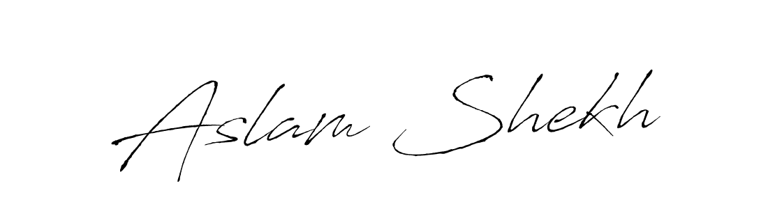 Make a beautiful signature design for name Aslam Shekh. With this signature (Antro_Vectra) style, you can create a handwritten signature for free. Aslam Shekh signature style 6 images and pictures png