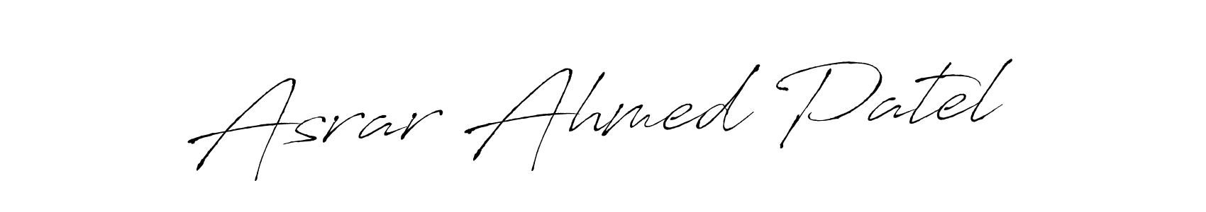 Make a beautiful signature design for name Asrar Ahmed Patel. With this signature (Antro_Vectra) style, you can create a handwritten signature for free. Asrar Ahmed Patel signature style 6 images and pictures png