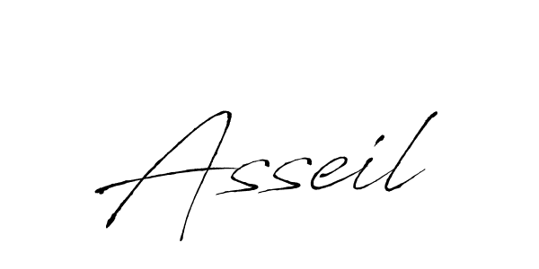 Use a signature maker to create a handwritten signature online. With this signature software, you can design (Antro_Vectra) your own signature for name Asseil. Asseil signature style 6 images and pictures png