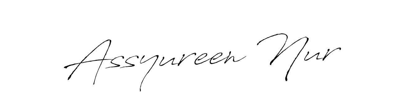 Antro_Vectra is a professional signature style that is perfect for those who want to add a touch of class to their signature. It is also a great choice for those who want to make their signature more unique. Get Assyureen Nur name to fancy signature for free. Assyureen Nur signature style 6 images and pictures png