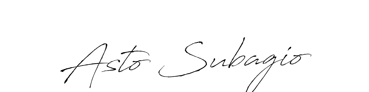 How to make Asto Subagio name signature. Use Antro_Vectra style for creating short signs online. This is the latest handwritten sign. Asto Subagio signature style 6 images and pictures png