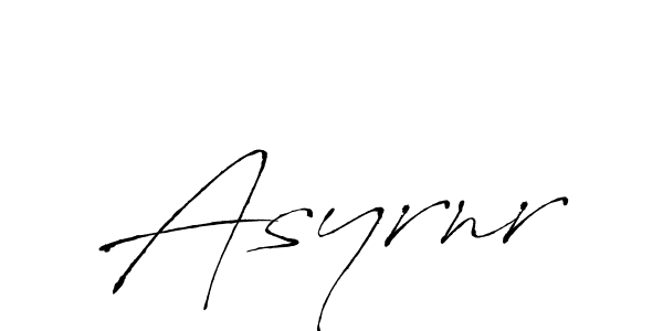 Make a beautiful signature design for name Asyrnr. With this signature (Antro_Vectra) style, you can create a handwritten signature for free. Asyrnr signature style 6 images and pictures png