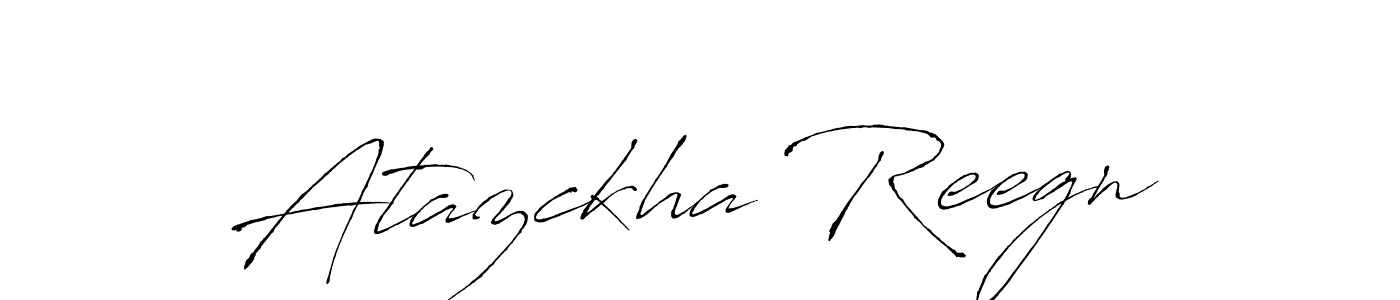 How to make Atazckha Reegn name signature. Use Antro_Vectra style for creating short signs online. This is the latest handwritten sign. Atazckha Reegn signature style 6 images and pictures png