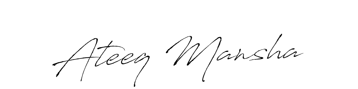 Antro_Vectra is a professional signature style that is perfect for those who want to add a touch of class to their signature. It is also a great choice for those who want to make their signature more unique. Get Ateeq Mansha name to fancy signature for free. Ateeq Mansha signature style 6 images and pictures png