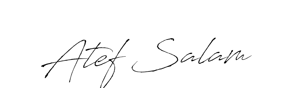 Make a beautiful signature design for name Atef Salam. With this signature (Antro_Vectra) style, you can create a handwritten signature for free. Atef Salam signature style 6 images and pictures png