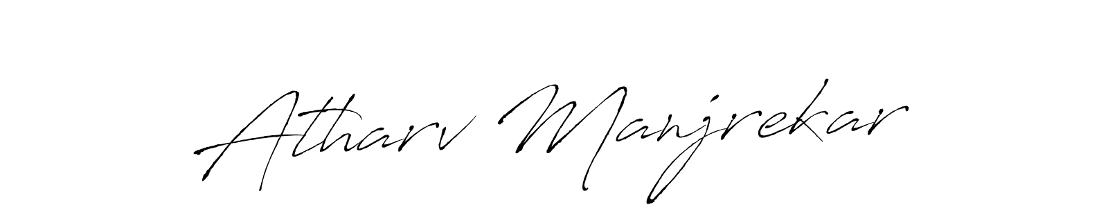 The best way (Antro_Vectra) to make a short signature is to pick only two or three words in your name. The name Atharv Manjrekar include a total of six letters. For converting this name. Atharv Manjrekar signature style 6 images and pictures png