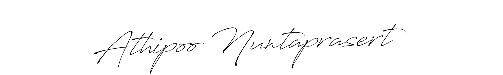 How to make Athipoo Nuntaprasert name signature. Use Antro_Vectra style for creating short signs online. This is the latest handwritten sign. Athipoo Nuntaprasert signature style 6 images and pictures png