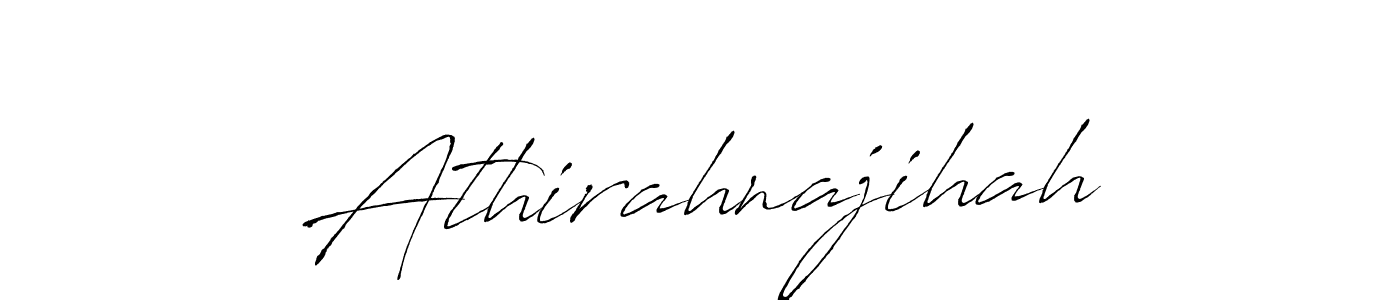 Antro_Vectra is a professional signature style that is perfect for those who want to add a touch of class to their signature. It is also a great choice for those who want to make their signature more unique. Get Athirahnajihah name to fancy signature for free. Athirahnajihah signature style 6 images and pictures png