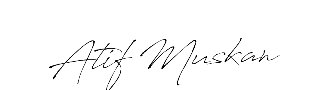 How to make Atif Muskan name signature. Use Antro_Vectra style for creating short signs online. This is the latest handwritten sign. Atif Muskan signature style 6 images and pictures png