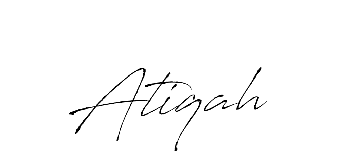 The best way (Antro_Vectra) to make a short signature is to pick only two or three words in your name. The name Atiqah  include a total of six letters. For converting this name. Atiqah  signature style 6 images and pictures png