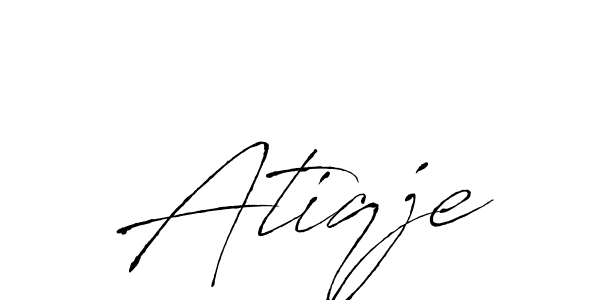 The best way (Antro_Vectra) to make a short signature is to pick only two or three words in your name. The name Atiqje include a total of six letters. For converting this name. Atiqje signature style 6 images and pictures png