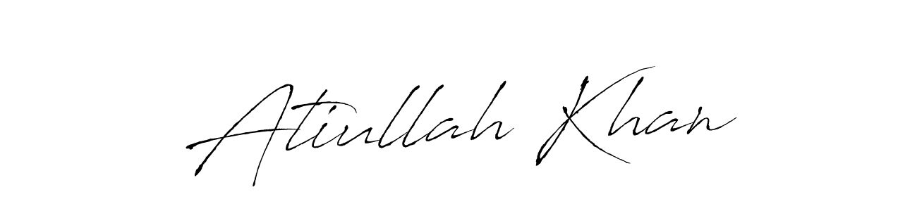 The best way (Antro_Vectra) to make a short signature is to pick only two or three words in your name. The name Atiullah Khan include a total of six letters. For converting this name. Atiullah Khan signature style 6 images and pictures png