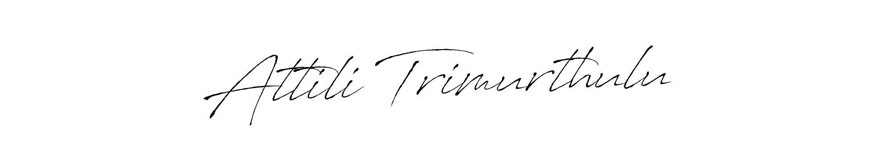 This is the best signature style for the Attili Trimurthulu name. Also you like these signature font (Antro_Vectra). Mix name signature. Attili Trimurthulu signature style 6 images and pictures png