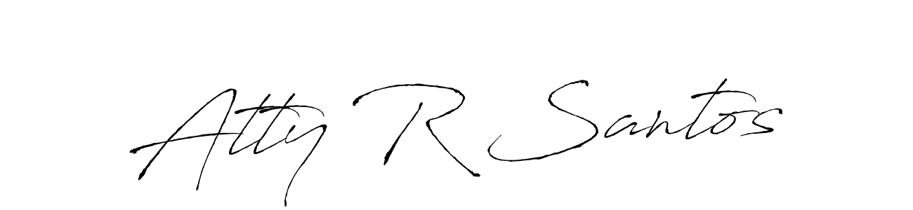 Antro_Vectra is a professional signature style that is perfect for those who want to add a touch of class to their signature. It is also a great choice for those who want to make their signature more unique. Get Atty R Santos name to fancy signature for free. Atty R Santos signature style 6 images and pictures png