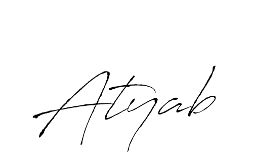 Use a signature maker to create a handwritten signature online. With this signature software, you can design (Antro_Vectra) your own signature for name Atyab. Atyab signature style 6 images and pictures png