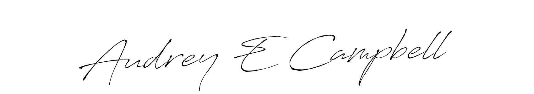 How to make Audrey E Campbell name signature. Use Antro_Vectra style for creating short signs online. This is the latest handwritten sign. Audrey E Campbell signature style 6 images and pictures png