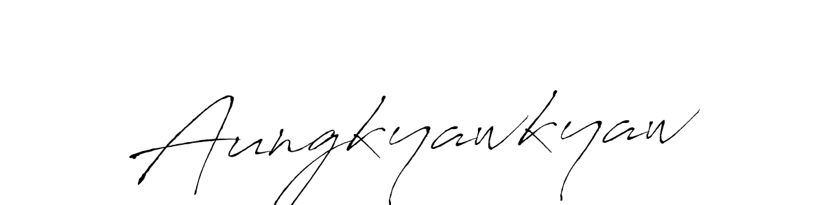 Antro_Vectra is a professional signature style that is perfect for those who want to add a touch of class to their signature. It is also a great choice for those who want to make their signature more unique. Get Aungkyawkyaw name to fancy signature for free. Aungkyawkyaw signature style 6 images and pictures png