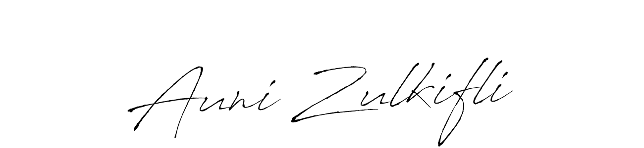Make a beautiful signature design for name Auni Zulkifli. With this signature (Antro_Vectra) style, you can create a handwritten signature for free. Auni Zulkifli signature style 6 images and pictures png