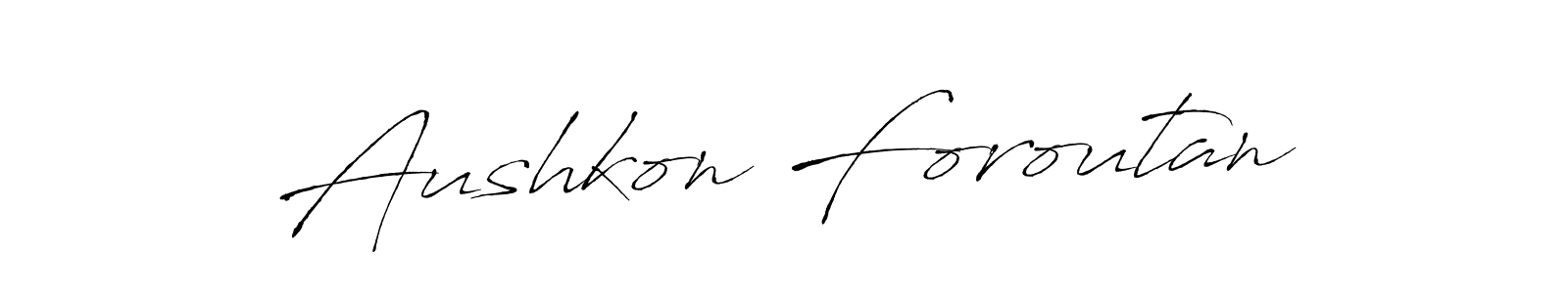 Similarly Antro_Vectra is the best handwritten signature design. Signature creator online .You can use it as an online autograph creator for name Aushkon Foroutan. Aushkon Foroutan signature style 6 images and pictures png