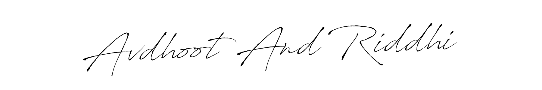 Antro_Vectra is a professional signature style that is perfect for those who want to add a touch of class to their signature. It is also a great choice for those who want to make their signature more unique. Get Avdhoot And Riddhi name to fancy signature for free. Avdhoot And Riddhi signature style 6 images and pictures png